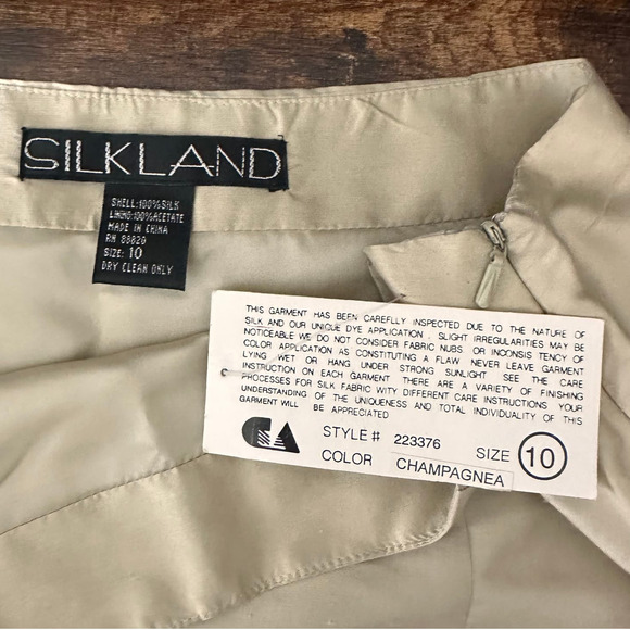 SilkLand NWT Silk Champagne 100% Washable Silk Textured Mini Skirt Sz 10 - Picture 7 of 9